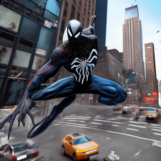 Venom suit spider man, new york street as background, ray traicing, high detail color photo, a professional photo, (realistic, photorealism:1. 5) , (highest quality) , (best shadow) , ultra-high resolution, physics-based rendering, photo, realism, high contrast, 8k hd high definition detailed realistic, detailed, best quality, nikon d850 film, cinestill 800