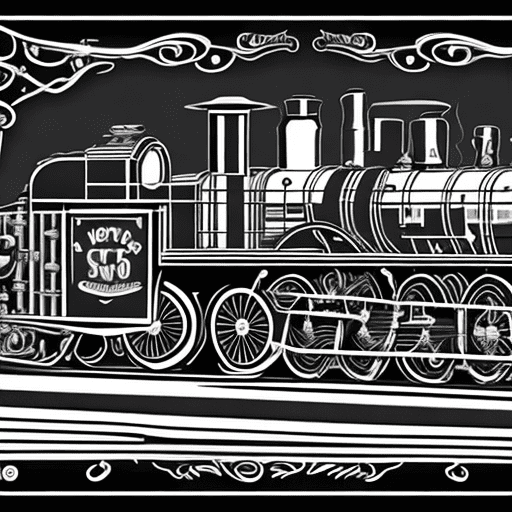 A 1920s steam locomotive model crafted in black metal with meticulous detail, vector looking image