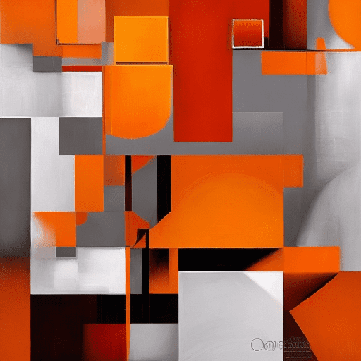 Abstract realism painting in orange and grey with modern brush techniques, in the style of bauhaus functional design, light yellow and dark red, circular shapes, dmitry spiros, abstract sculpture, layered and complex compositions, masculine neo-cubism