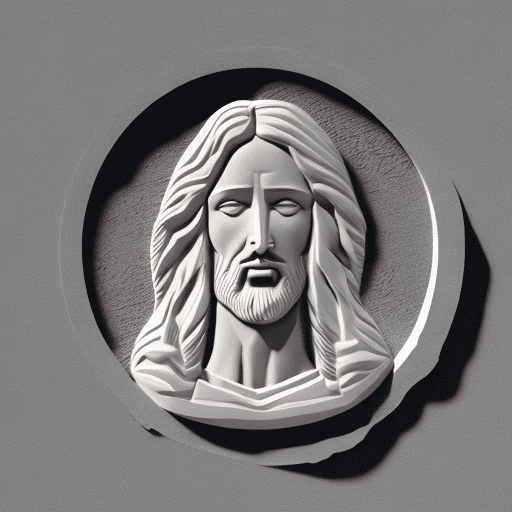 Round gypsum 3d high relief of jesus christ in desert on black background, for cnc routing, no shadows, smooth light transition, no boarder, octane render, trending on artstation, t symmetrical artwork. Cinematic, hyper realism, high detail, octane render, 8k