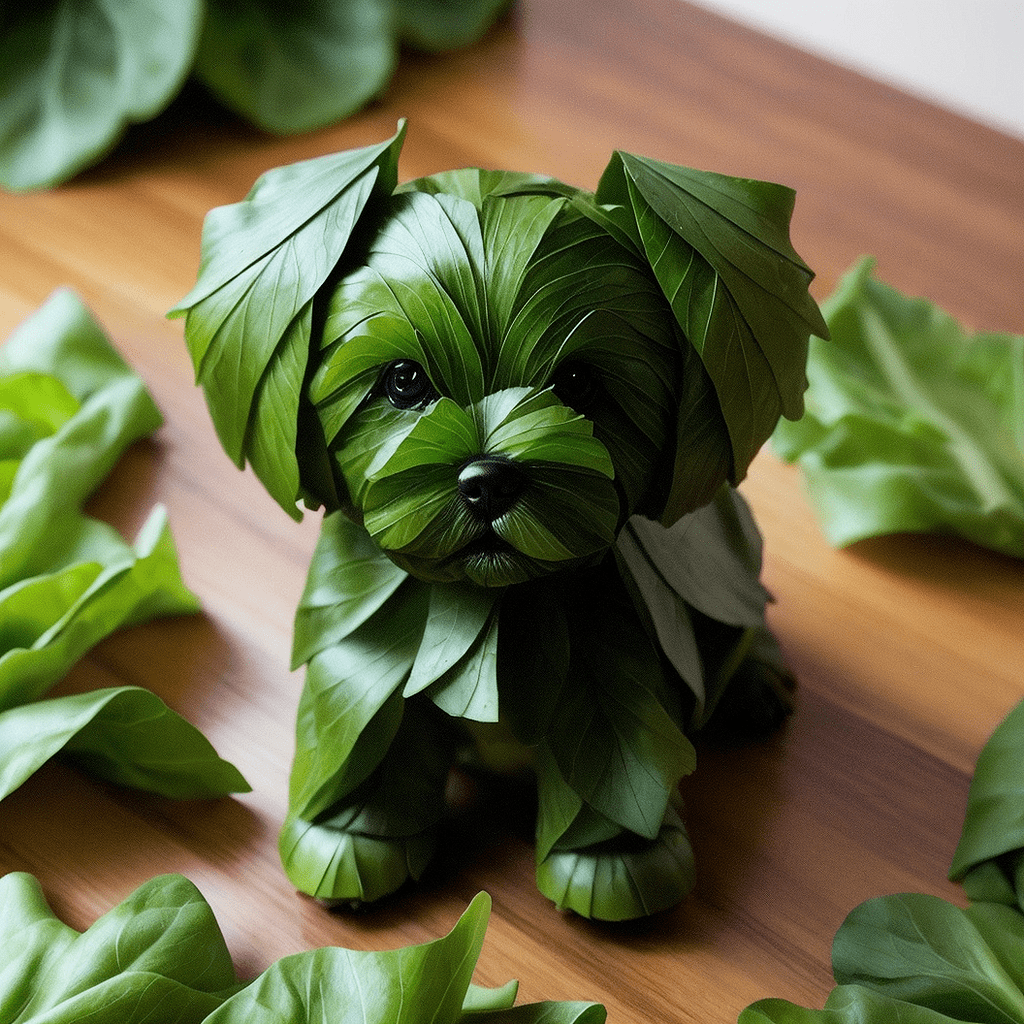 Made of green lettuce leaves puppy made of leaves lettuce