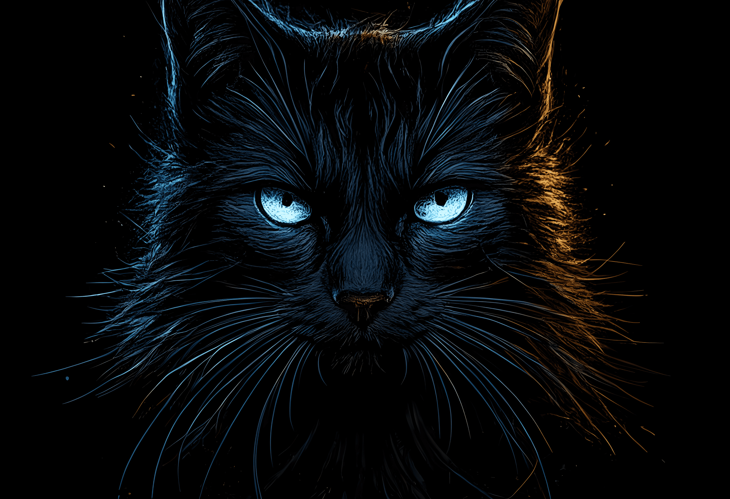 Cat with abstract beauty, centered, looking at the camera, approaching perfection, psychedelic colors, dynamic, moonlight, highly detailed, digital painting, artstation, concept art, smooth, sharp focus, illustration, art by carne griffiths and vadim kashin