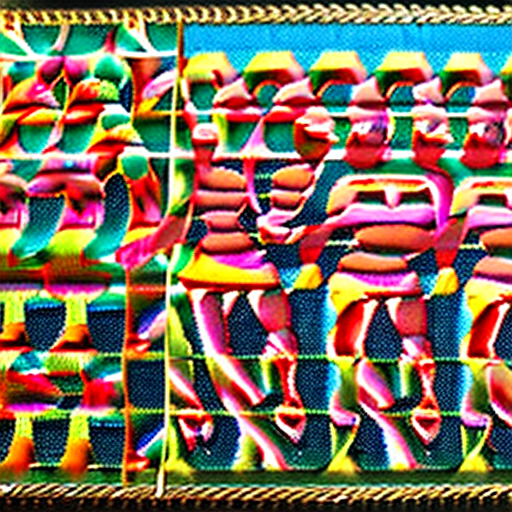 Fitnes man and woman dressed as inca emperors (muscular bodies) + , + (perfect faces) , faces painted with colored earth, man and woman emerging from the waters of the sea, long braided hair, wearing a gold headband and gold bracelets, water splashing out, faces painted with andean figures, painting painted in thick impasto oil in the style of jesús helguera, the inca man carries another person on his shoulder (+inca woman). The background features mountains and lush vegetation, suggesting an outdoor setting with a historical or mythological narrative.