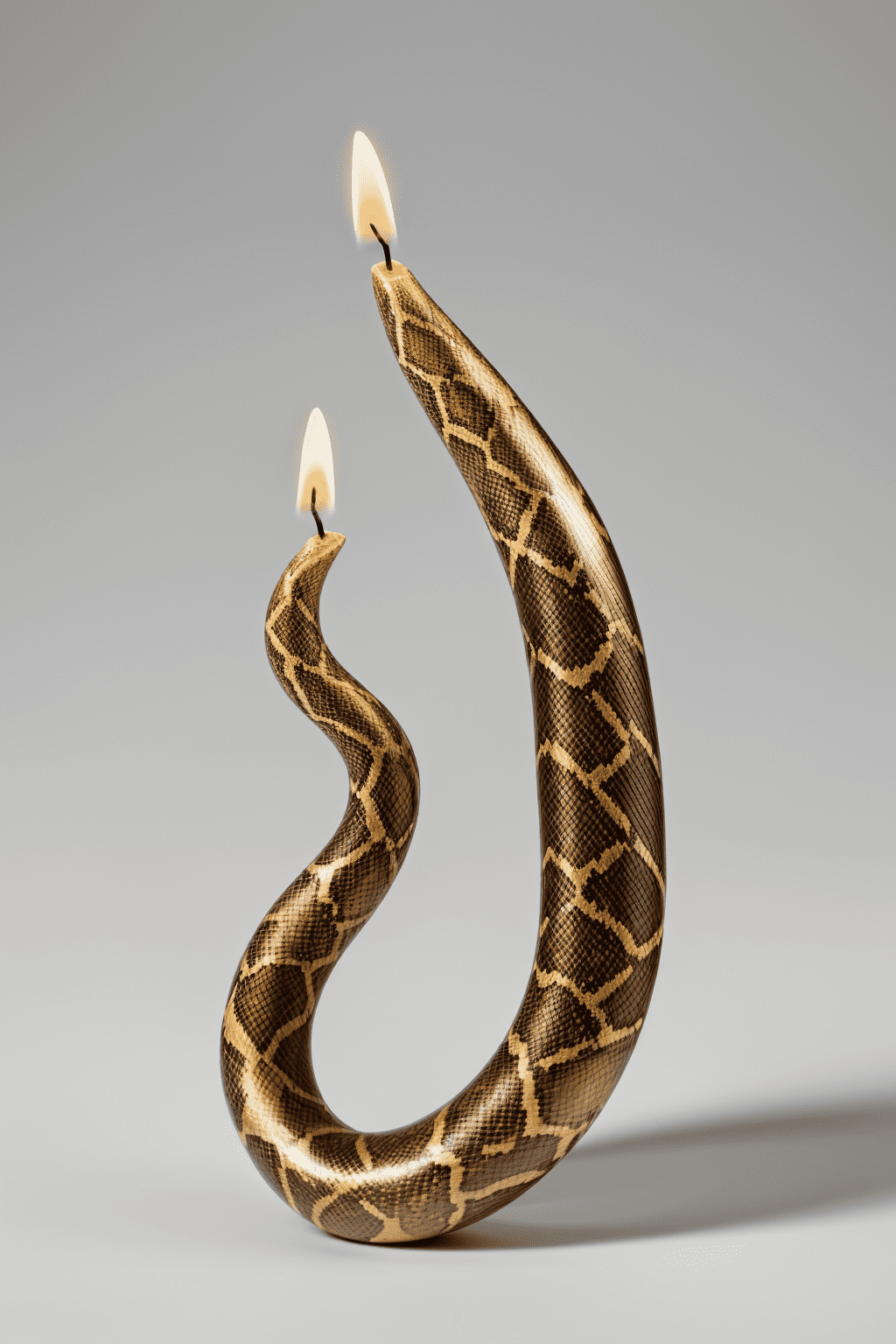 Candle shaped to mimic a snake, (masterpiece, best quality, high quality, highres, ultra-detailed)