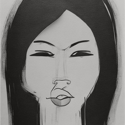 A minimalist abstract sketch of a indonesia woman