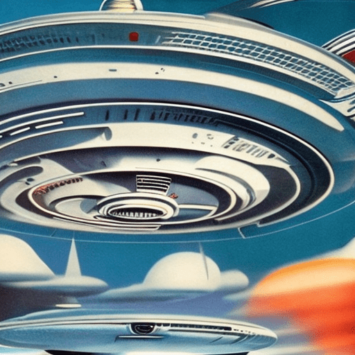 Starship enterprise at warp speed, retro futuristic, 1960s