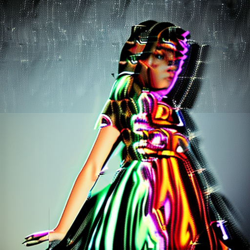 Blond 13-year-old girl wearing an elegant top or dress at night, in the style of iconic album covers, neon-infused digitalism, animated gifs, light purple and light amber, i can't believe how beautiful this is, soft-focus portraits, chicano-inspired --ar 1:2 --stylize 750 --v 6