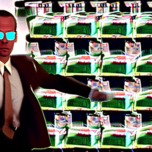 Agent smith from the matrix and 10 copies of himself