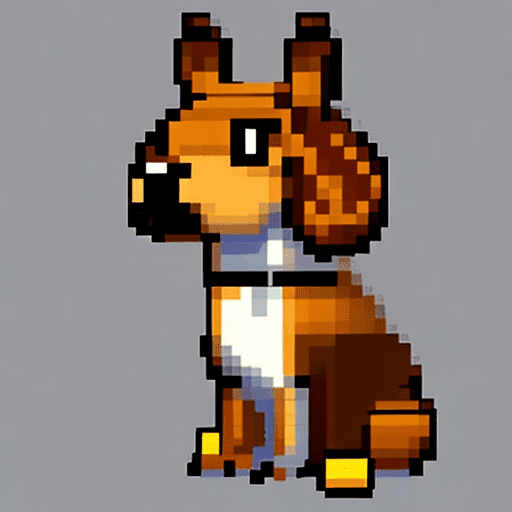 A brown dog in pixel art