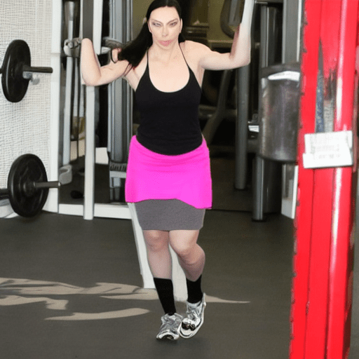 Laura prepon at the gym in a skirt