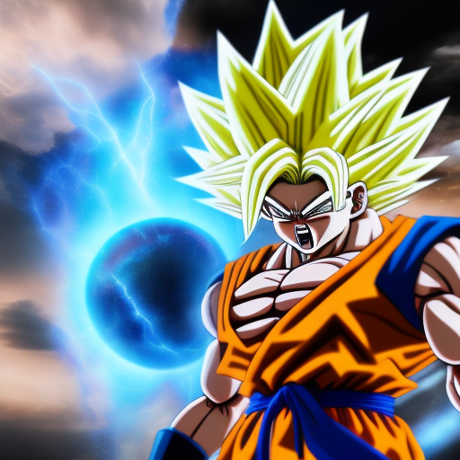 Realistic dragonball z super goku, high detail, transforming into ultra instinct, earth breaking apart, body radiating of lighting, 8k image shot with a sony a7 iv