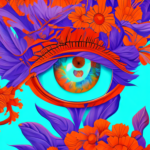 A painting of an eye with purple and orange flowers, in the style of james jean, mysterious jungle, martin ansin, 32k uhd, papua new guinea art, light blue and red, poster --ar 37:61 --stylize 750 --v 6 (magnificent sharpness highest level detailed quality:1. 2 ) , (extremely detailed 8k effects detailed :1. 6 ) (extremely detailed_detail:1. 5) (high pixel detail quality, sharp quality) (excellent sharp edges:1. 5) (magnificent sharpness highest level detailed quality:1. 3) , (extremely detailed 8k effects detailed ) (extremely detailed_detail) (highest level detailed quality)! (excellent quality detailed:1. 5)! (out of focus details:1) (masterpiece:1. 3) , (best quality:1. 3) , (ultra high resolution:0. 9) (hd +:0. 8 ) (high definition image :1. 5) (auto adjust detail_details:0. 8)