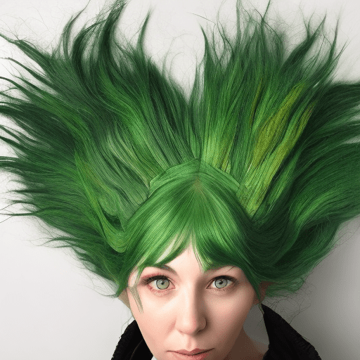 Woman with green hair made of leaves