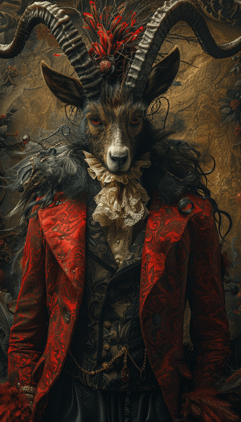 A devil portrait , glamour, dressed in fashionable clothes, 32k uhd, glamour, mysterious backdrops, creative, --ar 4:7 --v 6. 0 --s 750 --style raw