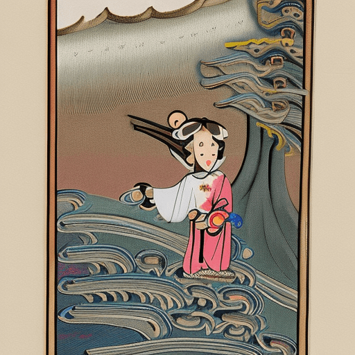 A chinese boy with white hair living in a cave, a celestial being, wears white daofu, has a headband, a chinese dragon with him, in the style of japanese ukiyo-e, beautiful scenery of a chinese fairy tale, misty with white snow covering the ground, graceful figures --ar 4:5 --s 750 --v 6. 0
