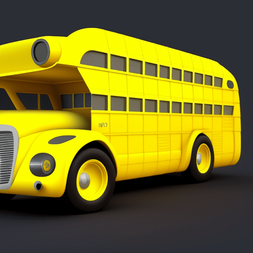 Yellow futuristic school bus, 3d vector