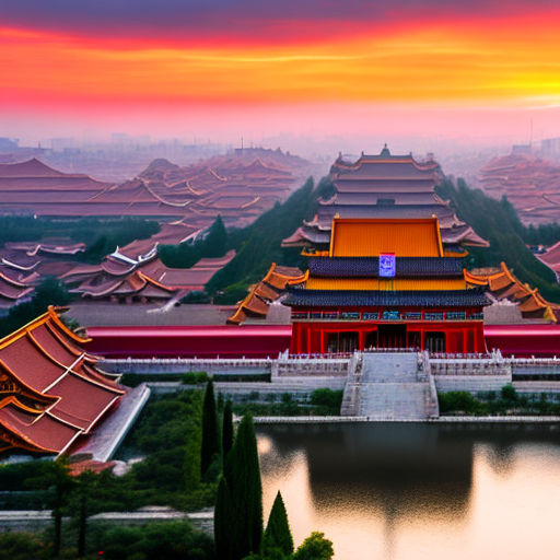 Chinese forbidden city at sunrise