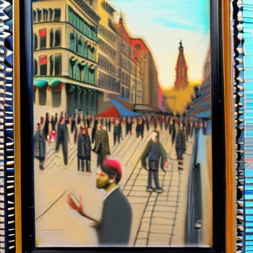 A dynamic and expressive street scene of barcelona, inspired by hermen anglada-camarasa and ramon casas. The scene features bustling cafes, people walking, and the iconic architecture of barcelona. Use anglada-camarasa’s vibrant color palette and casas’ detailed portrayal of urban life to create a lively and engaging depiction of the city