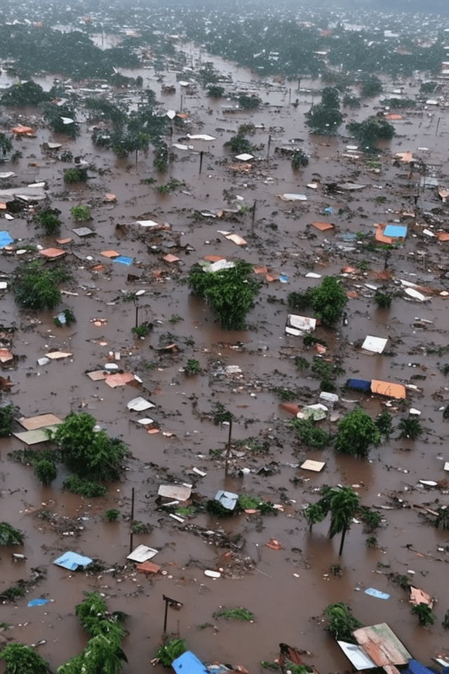 A heavy storm and flooding of a slum area with the words: designated survivor nyo wala na sa area of responsibility