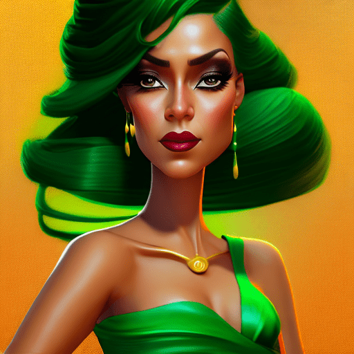 Mujer cantante de pelo ondulado pelirroja/anarajando con ojos verdes, vestida de traje como un cantante de jazz y sosteniendo un premio de musica dorado mientras sonrrie, artstation, t symmetrical artwork. Cinematic, high detail, 8k