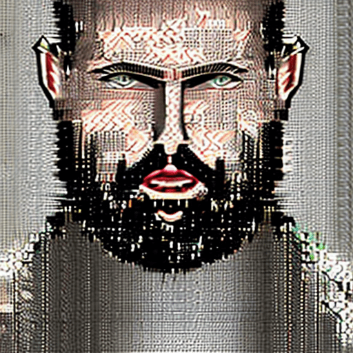 A man with a beard and a beard with glowing eyes in a dark room with a black background and a black background, cedric peyravernay, dnd character art portrait, a character portrait, digital art