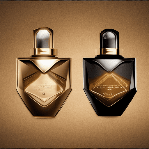 A luxurious and elegant logo for a perfume company, with cinematic and attractive lighting