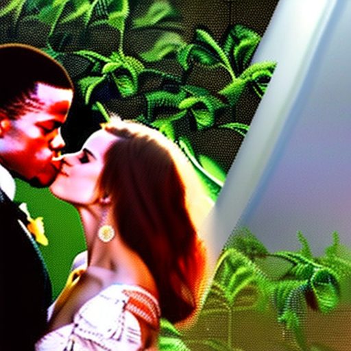 A white emma watson as a member of an african tribe kiss dark man