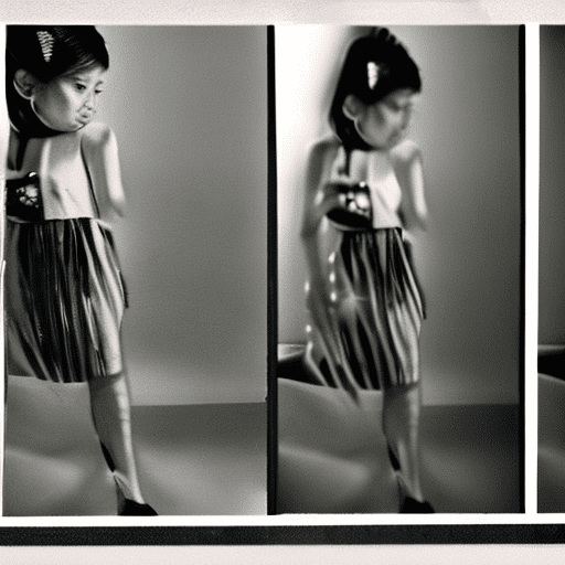 Female model, full body, polaroid proof for a chanel fashion shoot, hyper-realistic, lifelike, asian girl
