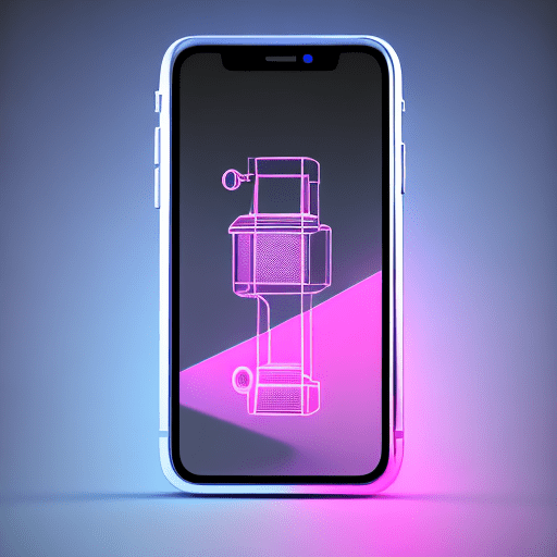 3d icon of a pink transparent iphone with visible parts, high resolution, octane render, product design, detailed, high quality, high contrast, studio lighting, black background, blue light reflections on the lens