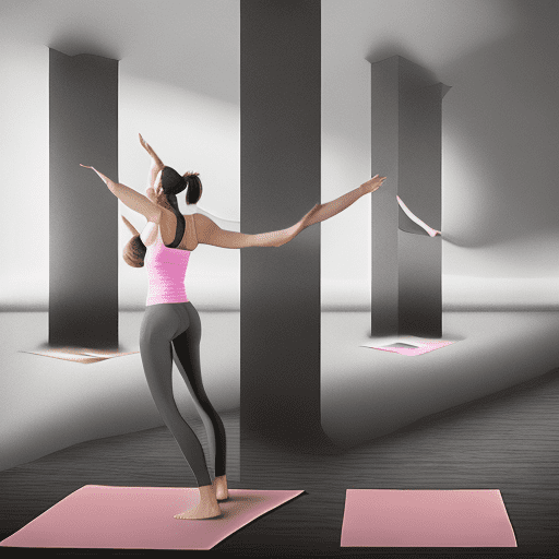 Hyper realistic level yoga illustration. With light to dark gardient background from left to right. Bottom 35% of image should be empty and main illustration should be on little right side of the imge
