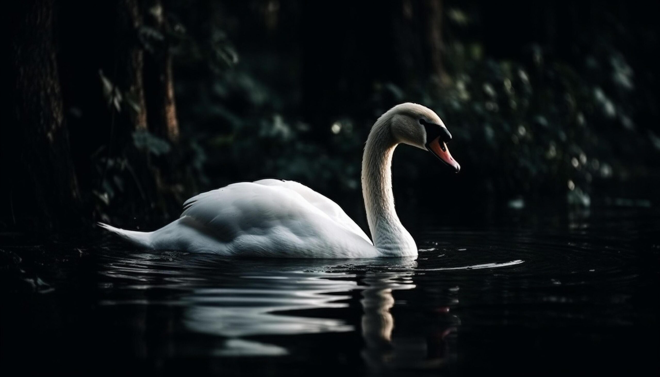 The-elegant-mute-swan-swims-gracefully-in-tranquil-blue-waters-generated-by-ai-free-photo