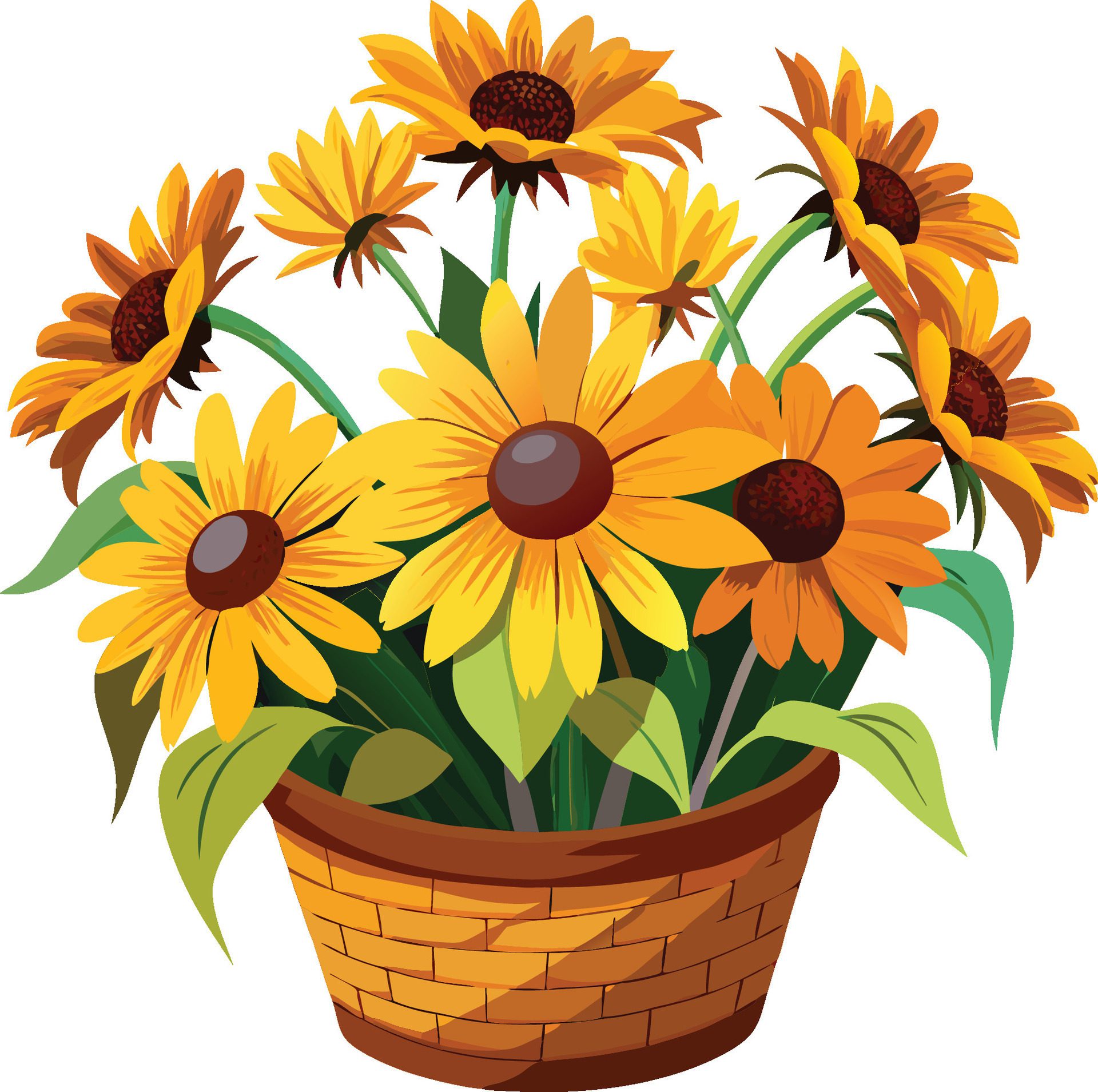 Vibrant-watercolor-black-eyed-susan-blooms-with-golden-petals-ai-generated-free-vector