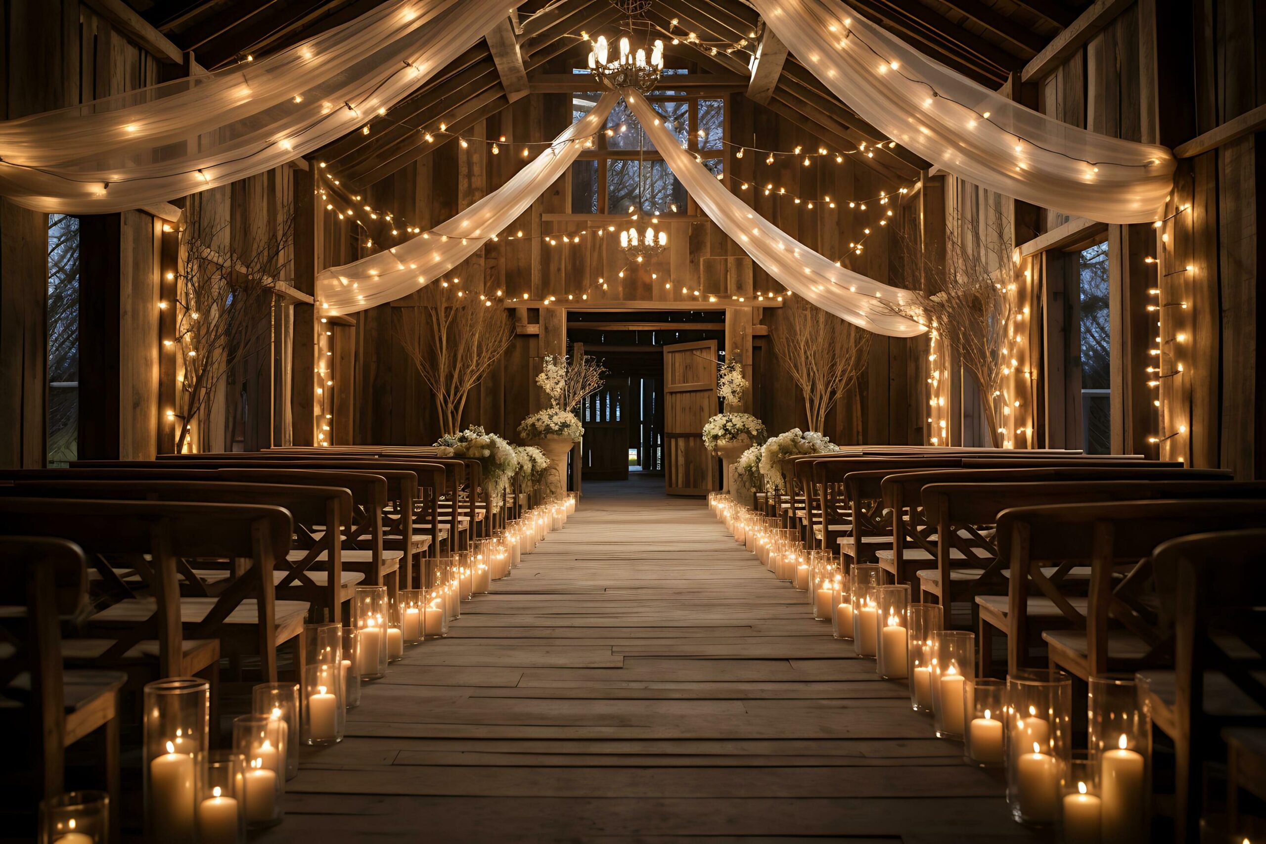 Wedding-ceremony-in-a-wooden-interior-with-candles-and-flowers-ai-generative-free-photo