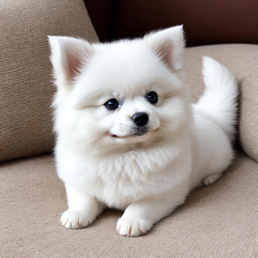 A cute white pomeranian by @ai_generated