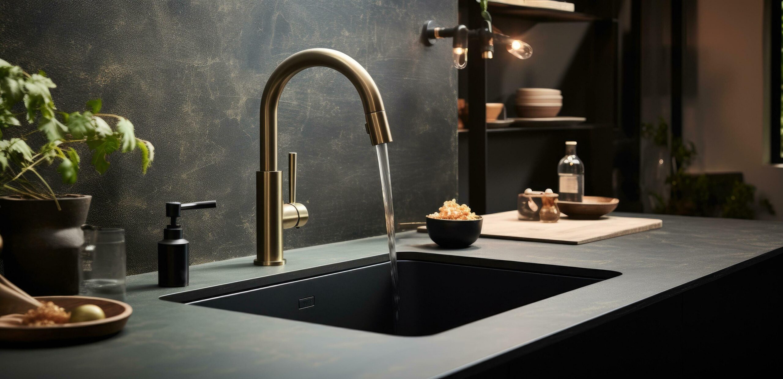 Ai-generated-a-black-brass-kitchen-faucet-with-a-brass-trim-free-photo