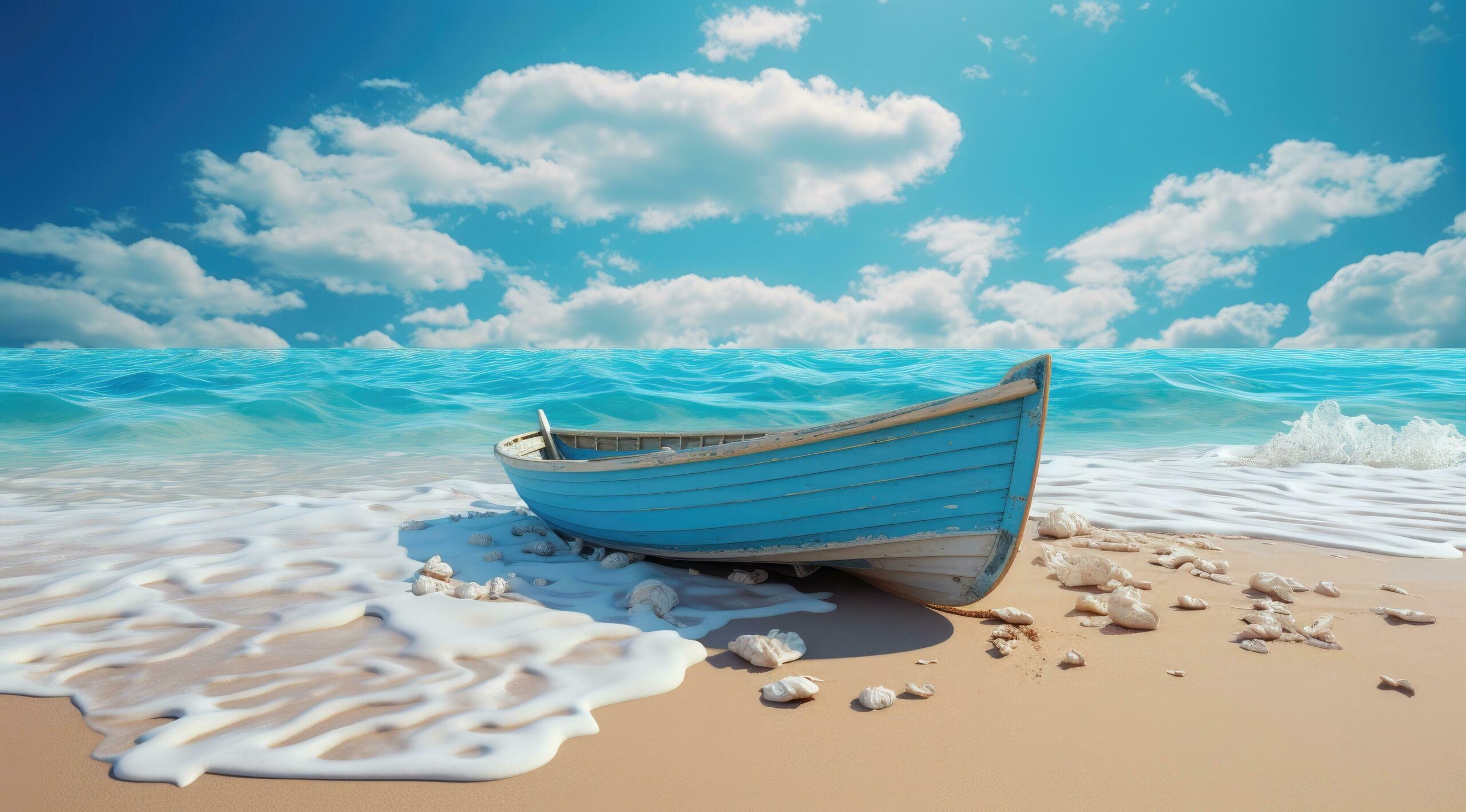 Ai-generated-a-boat-rests-on-top-of-water-on-a-tropical-beach-free-photo