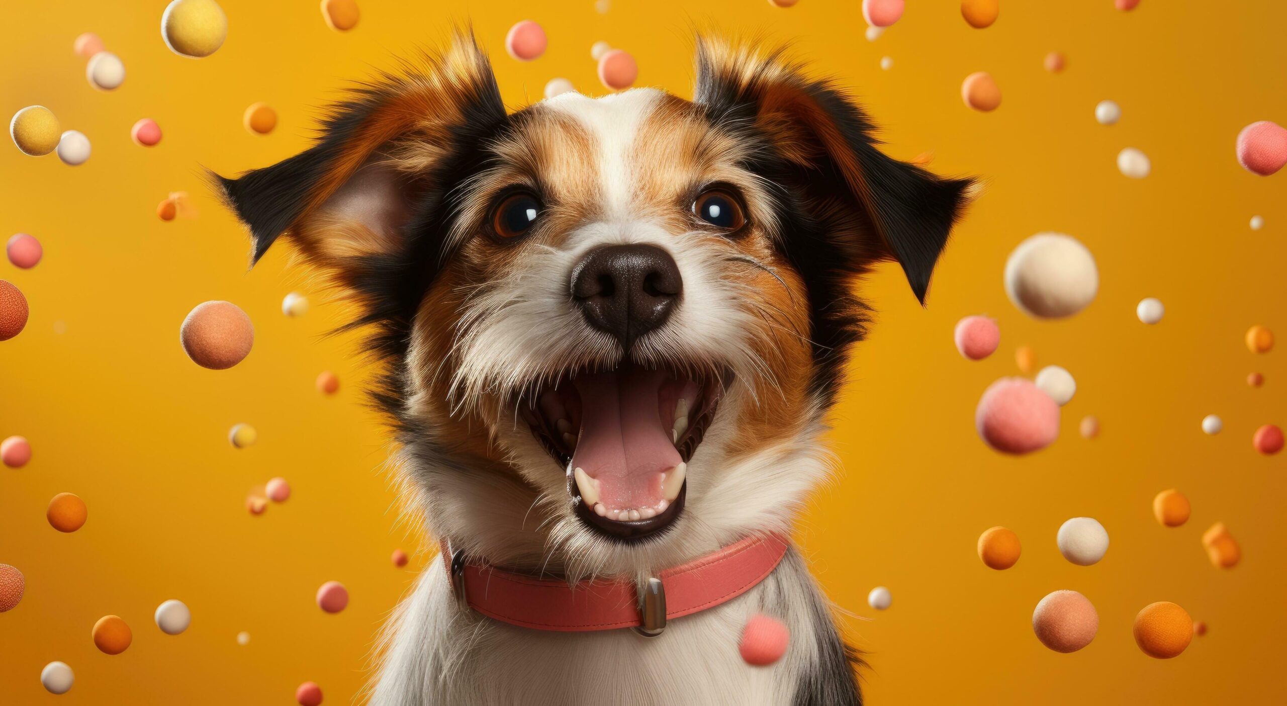 Ai-generated-a-dog-is-looking-upward-on-an-orange-background-free-photo