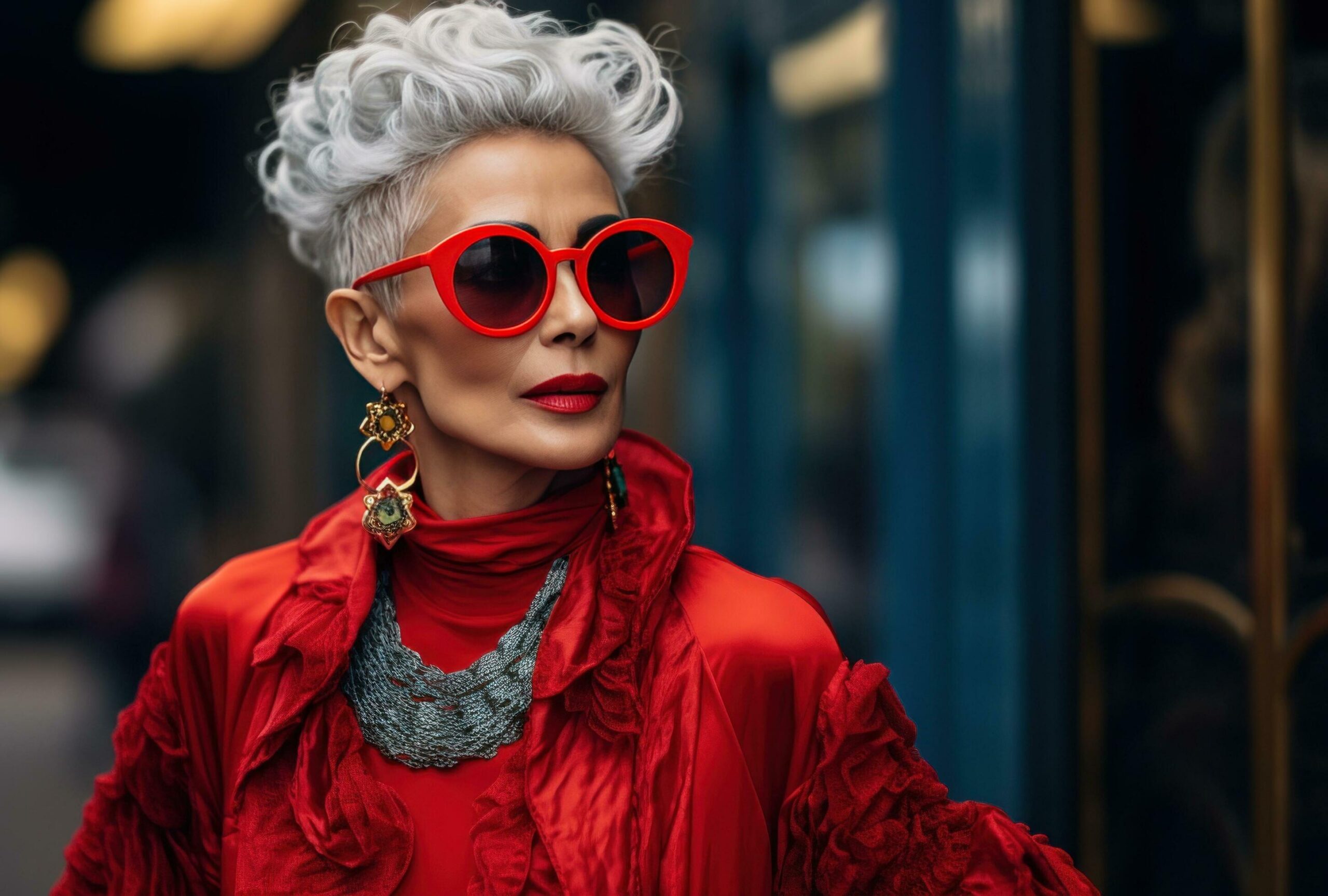 Ai-generated-a-grandmother-with-grey-hair-wearing-red-sunglasses-free-photo