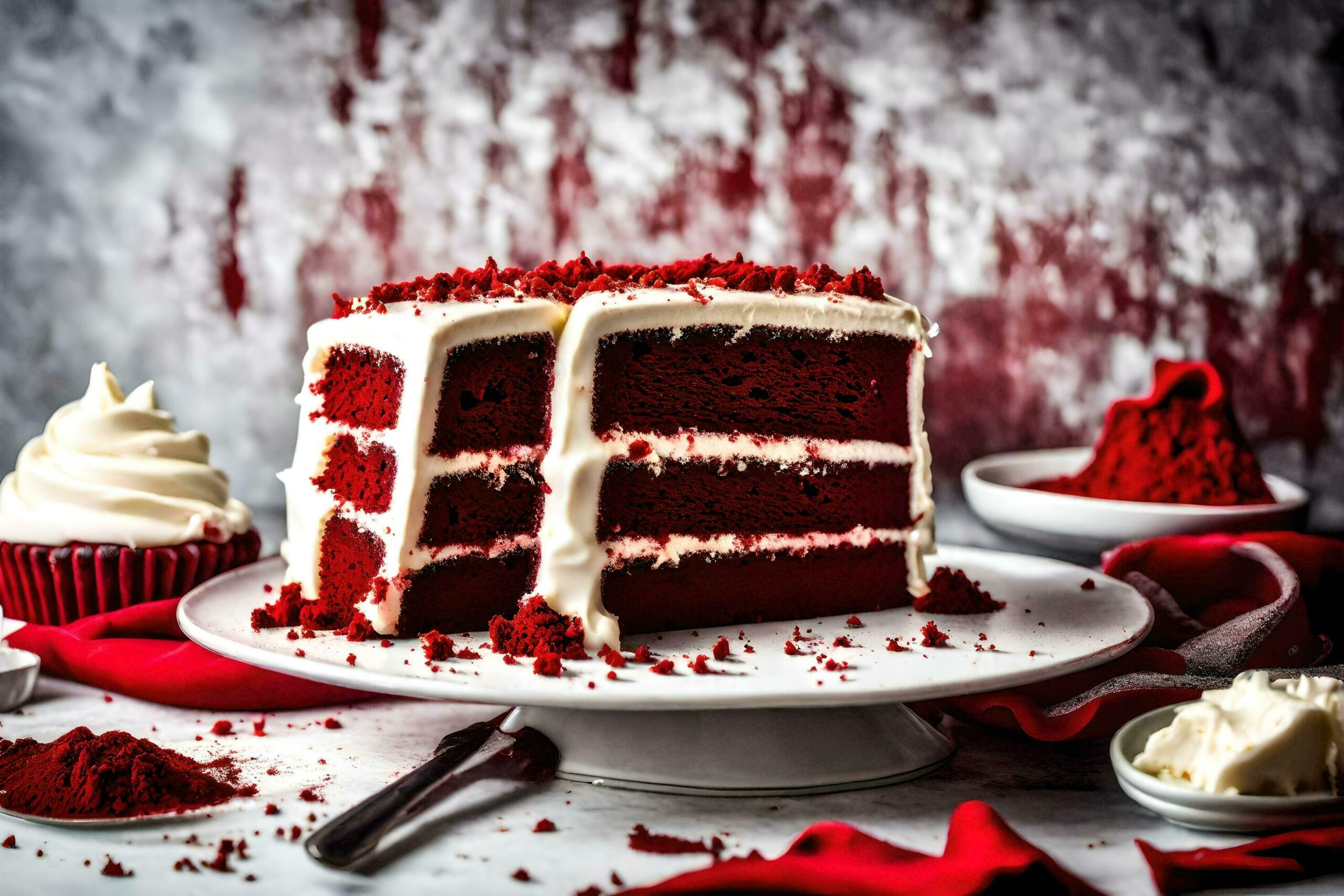 Ai-generated-a-piece-of-red-velvet-cake-on-a-plate-free-photo