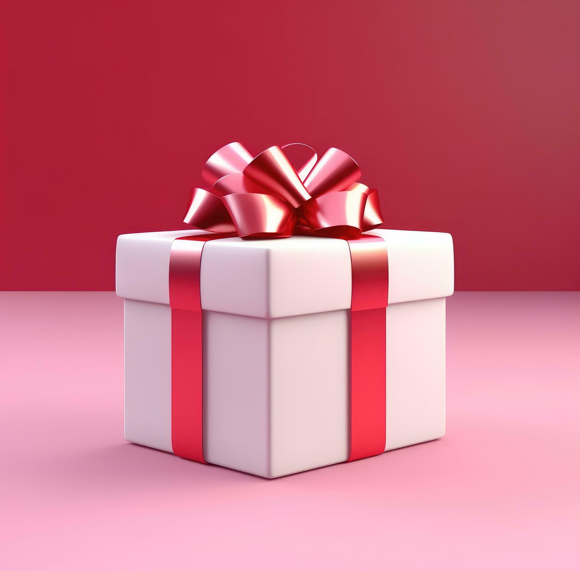 Ai-generated-a-present-box-with-a-ribbon-on-a-red-background-free-photo