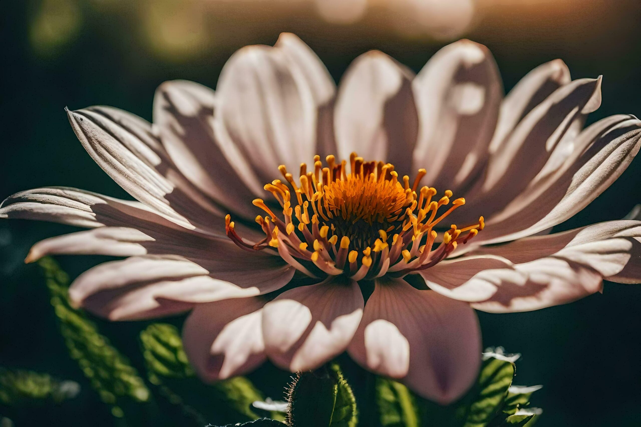 Ai-generated-a-single-pink-flower-with-the-sun-shining-through-it-free-photo