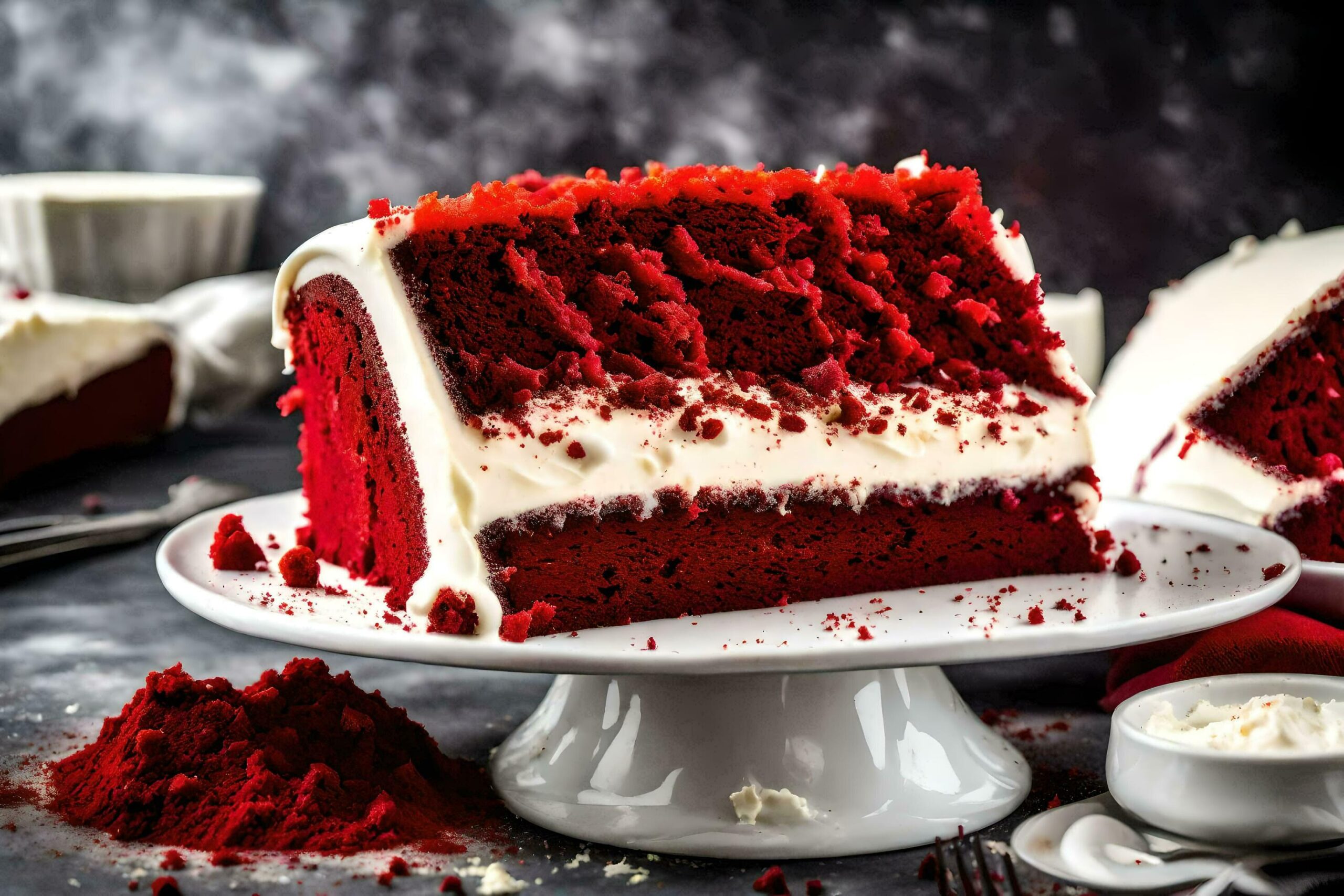 Ai-generated-a-slice-of-red-velvet-cake-on-a-white-plate-free-photo