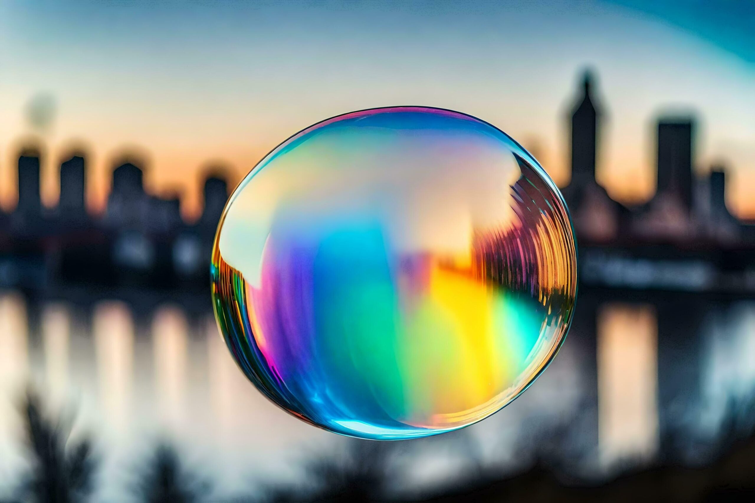 Ai-generated-a-soap-bubble-with-a-city-in-the-background-free-photo