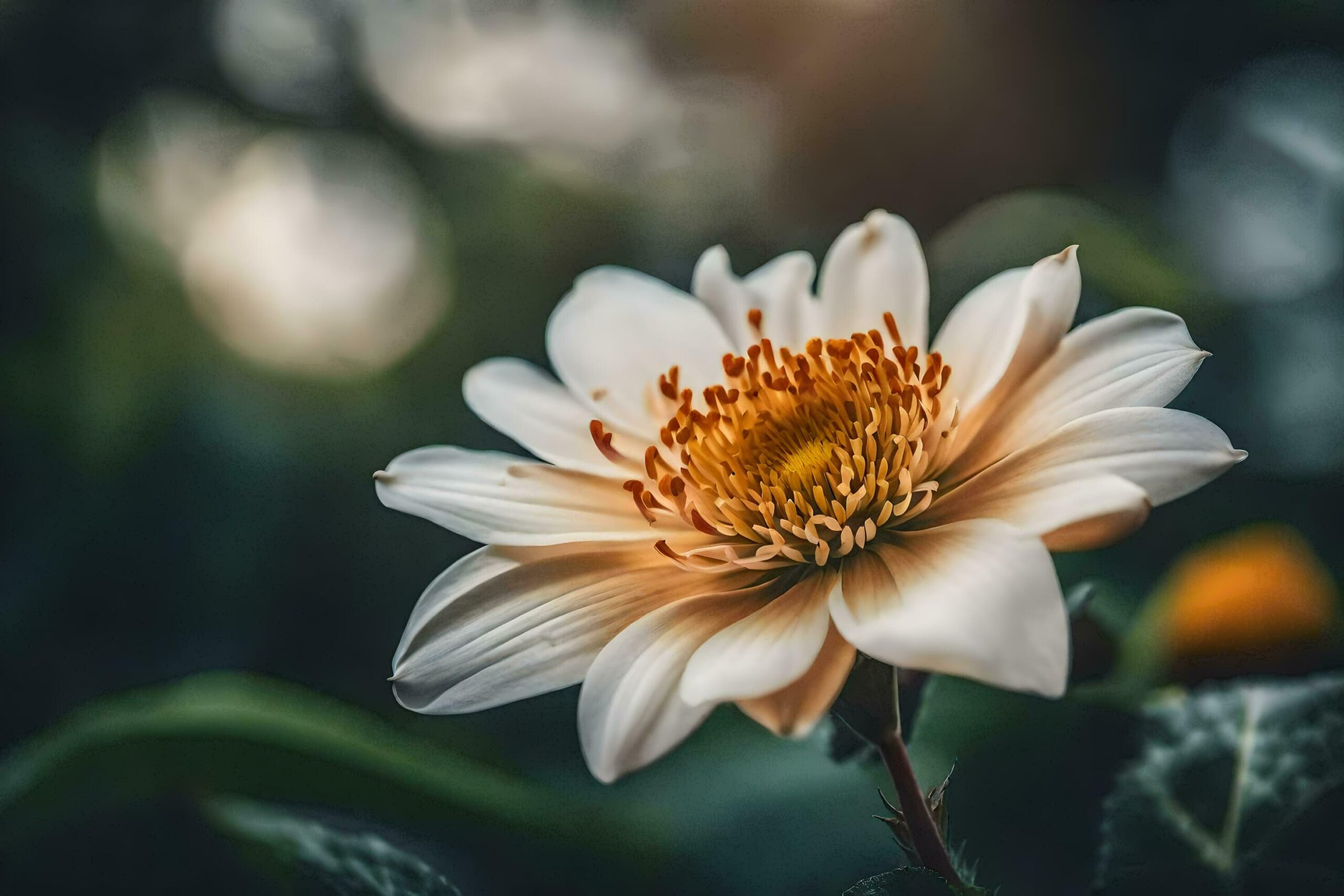 Ai-generated-a-white-flower-with-yellow-center-in-the-middle-free-photo