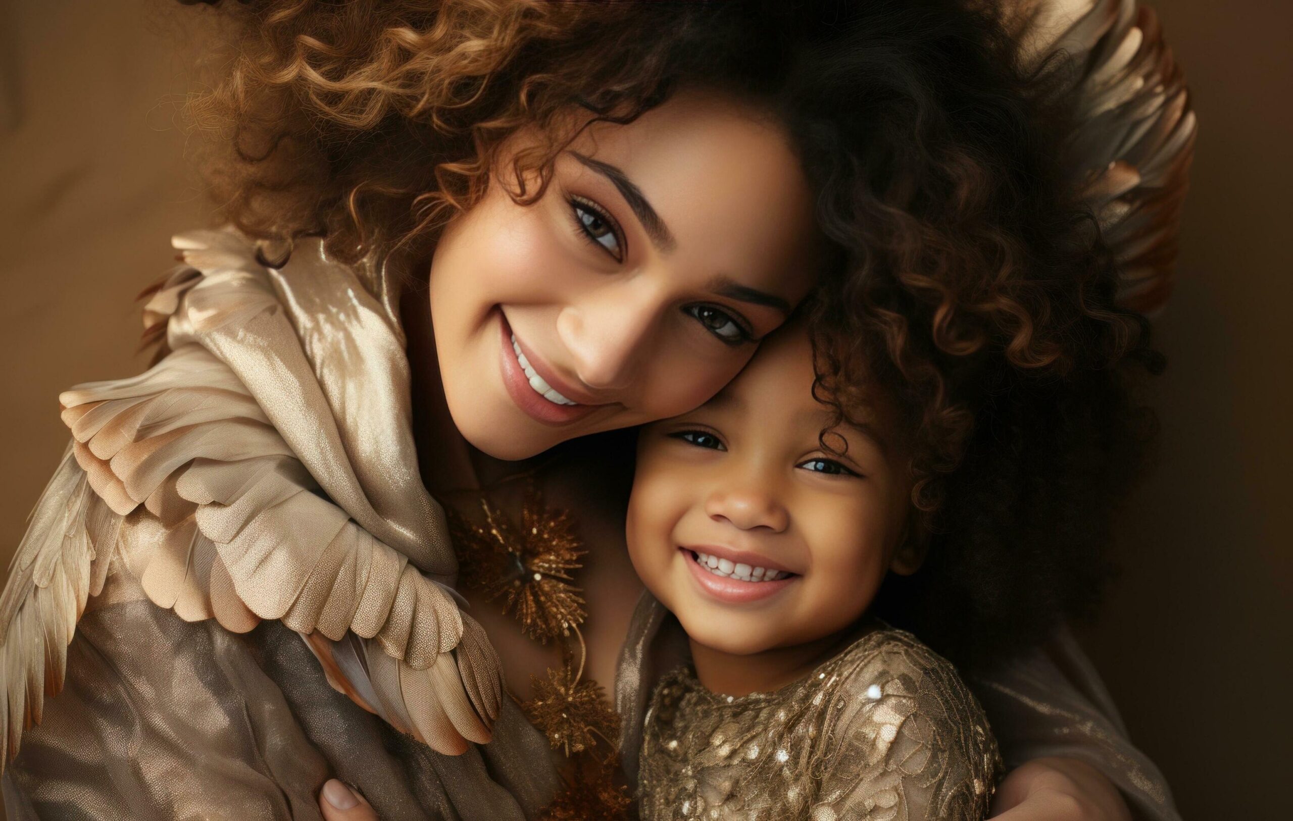 Ai-generated-a-woman-is-holding-her-newborn-baby-while-smiling-free-photo