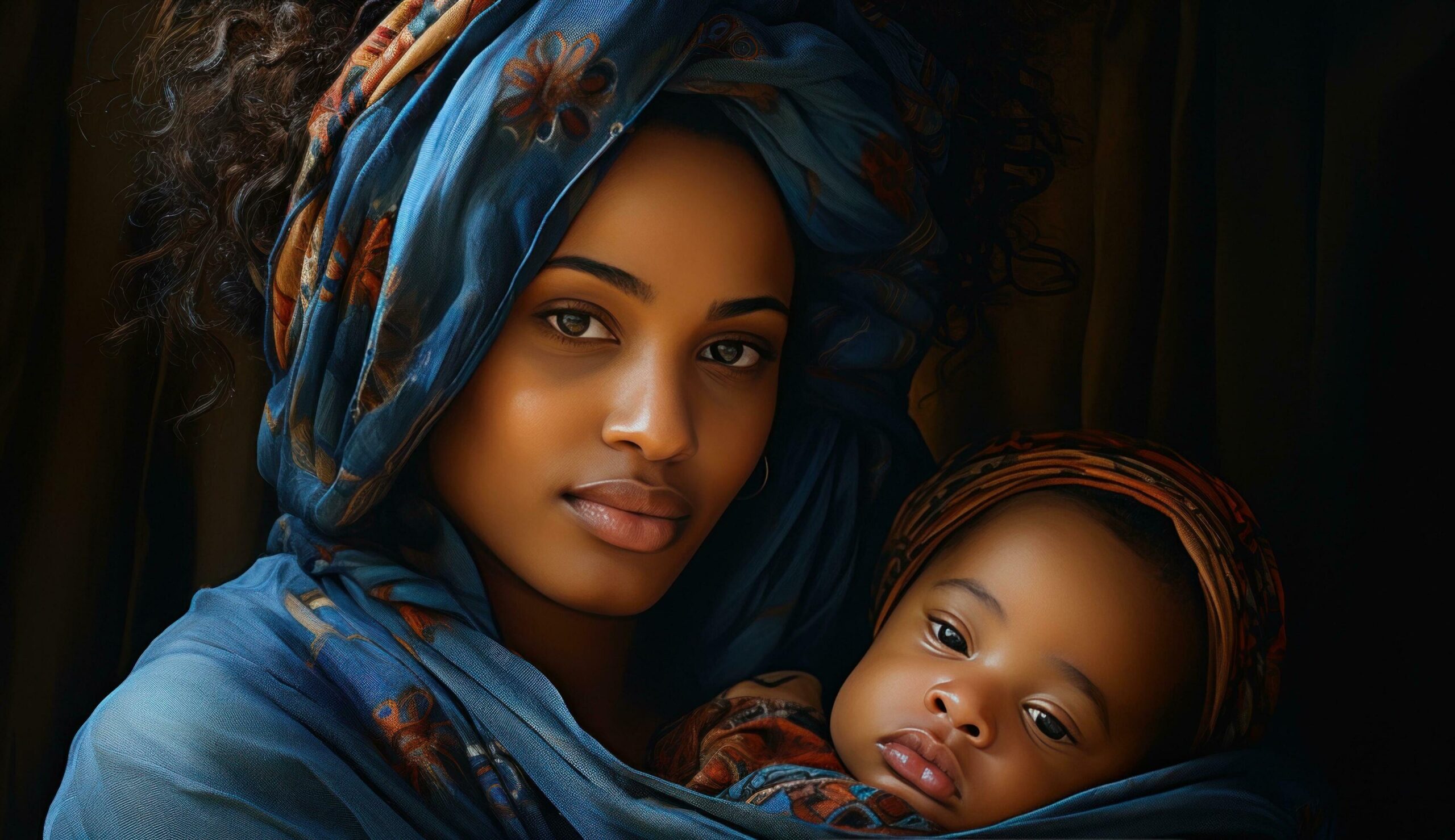 Ai-generated-an-adult-woman-with-her-baby-in-her-arms-free-photo