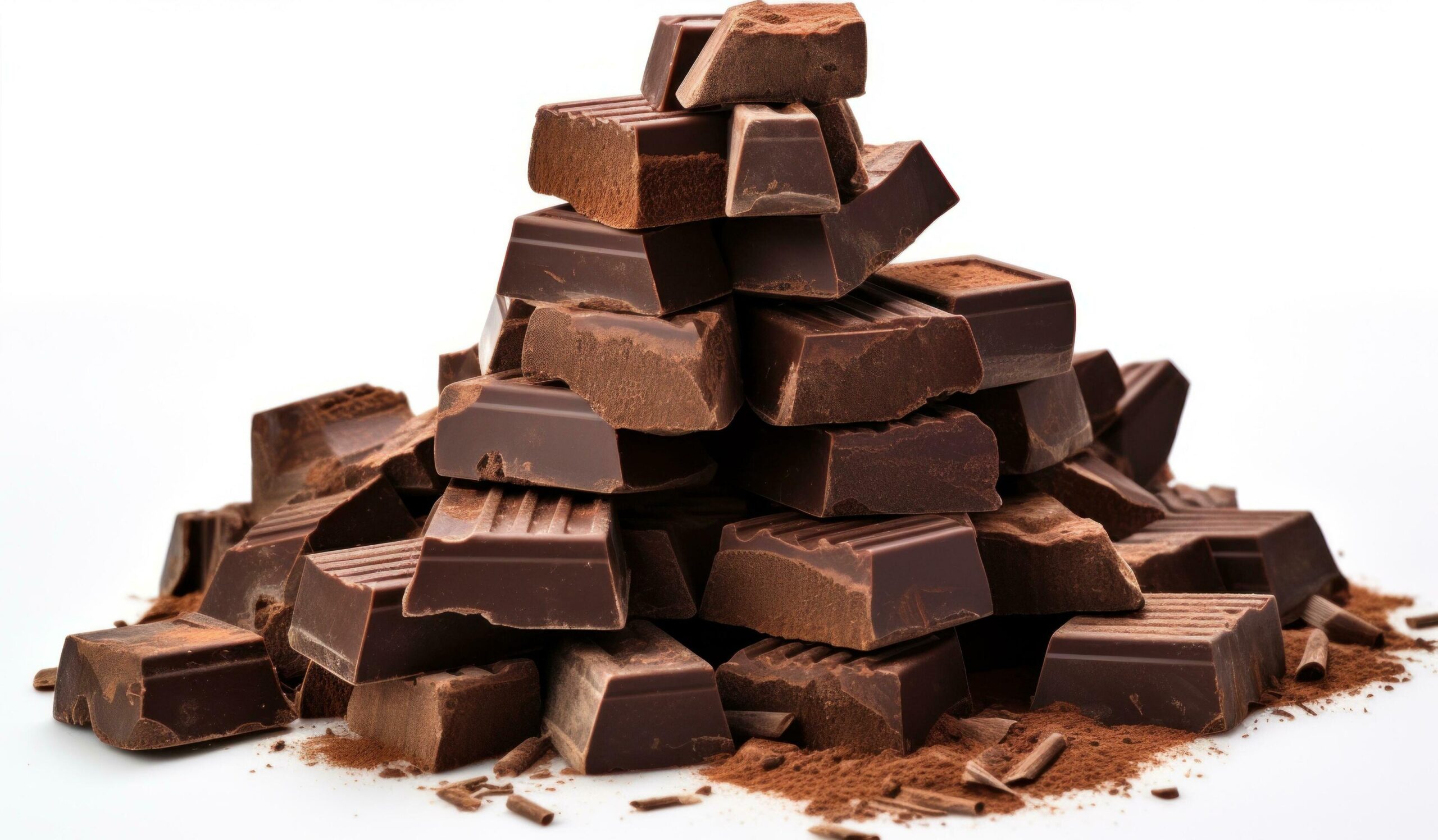 Ai-generated-an-image-showing-pieces-of-chocolate-over-a-white-background-free-photo