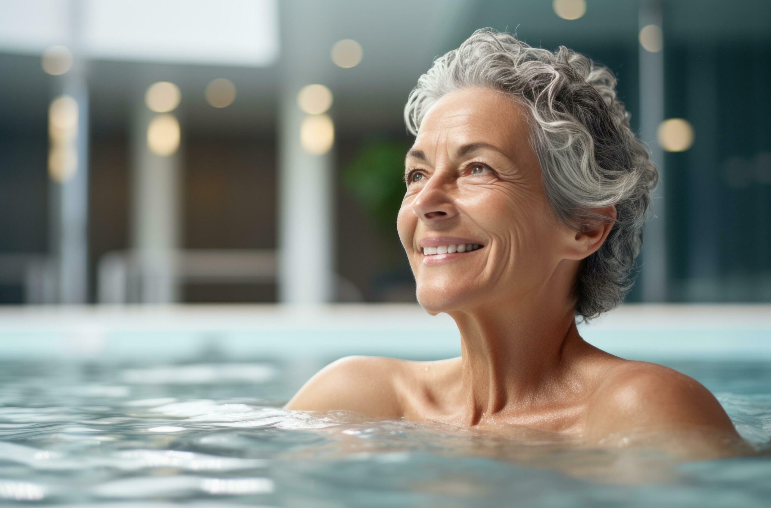 Ai-generated-an-older-woman-in-a-swimming-pool-smiling-free-photo