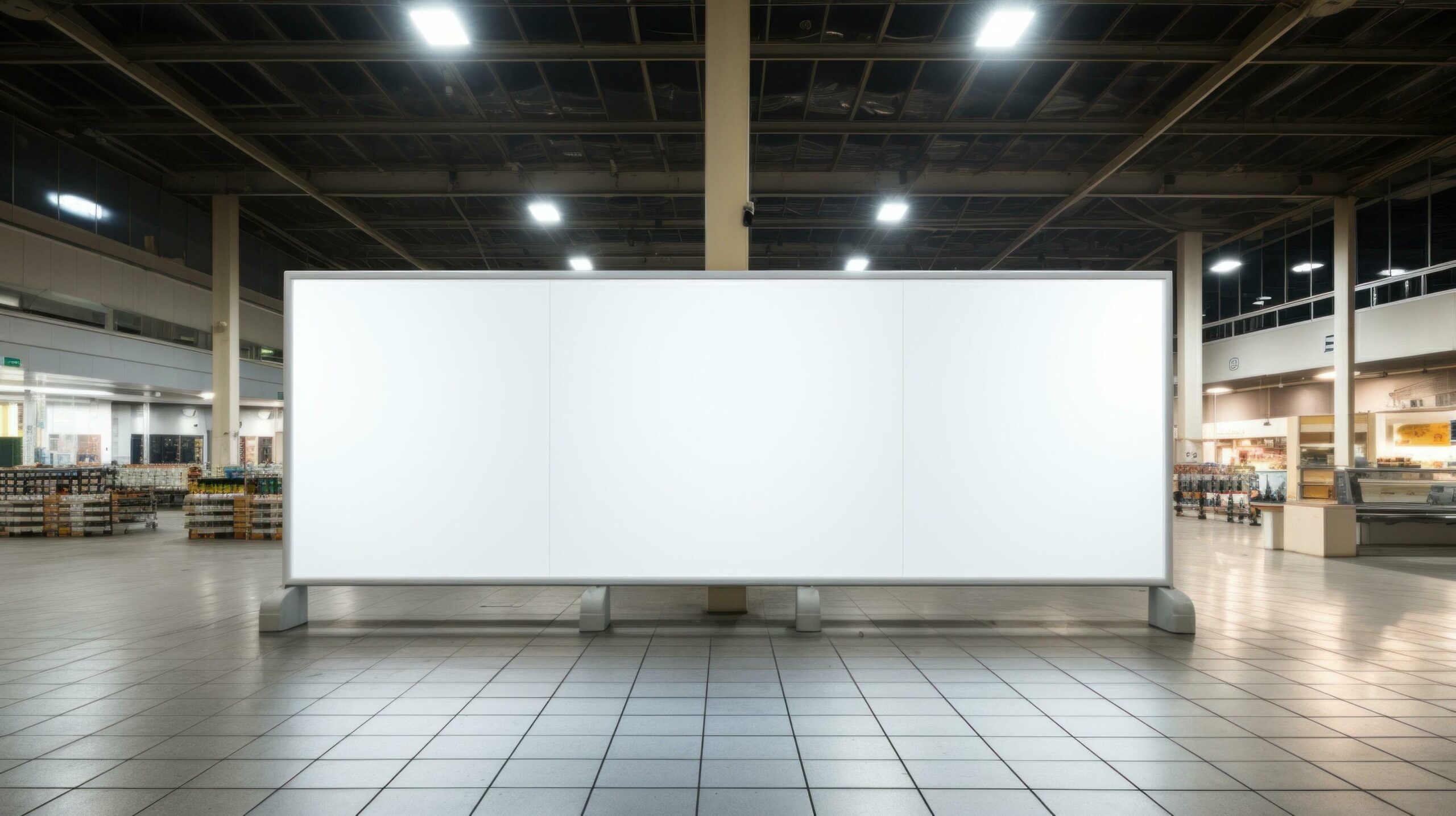 Ai-generated-an-oversized-white-board-in-a-shopping-mall-free-photo