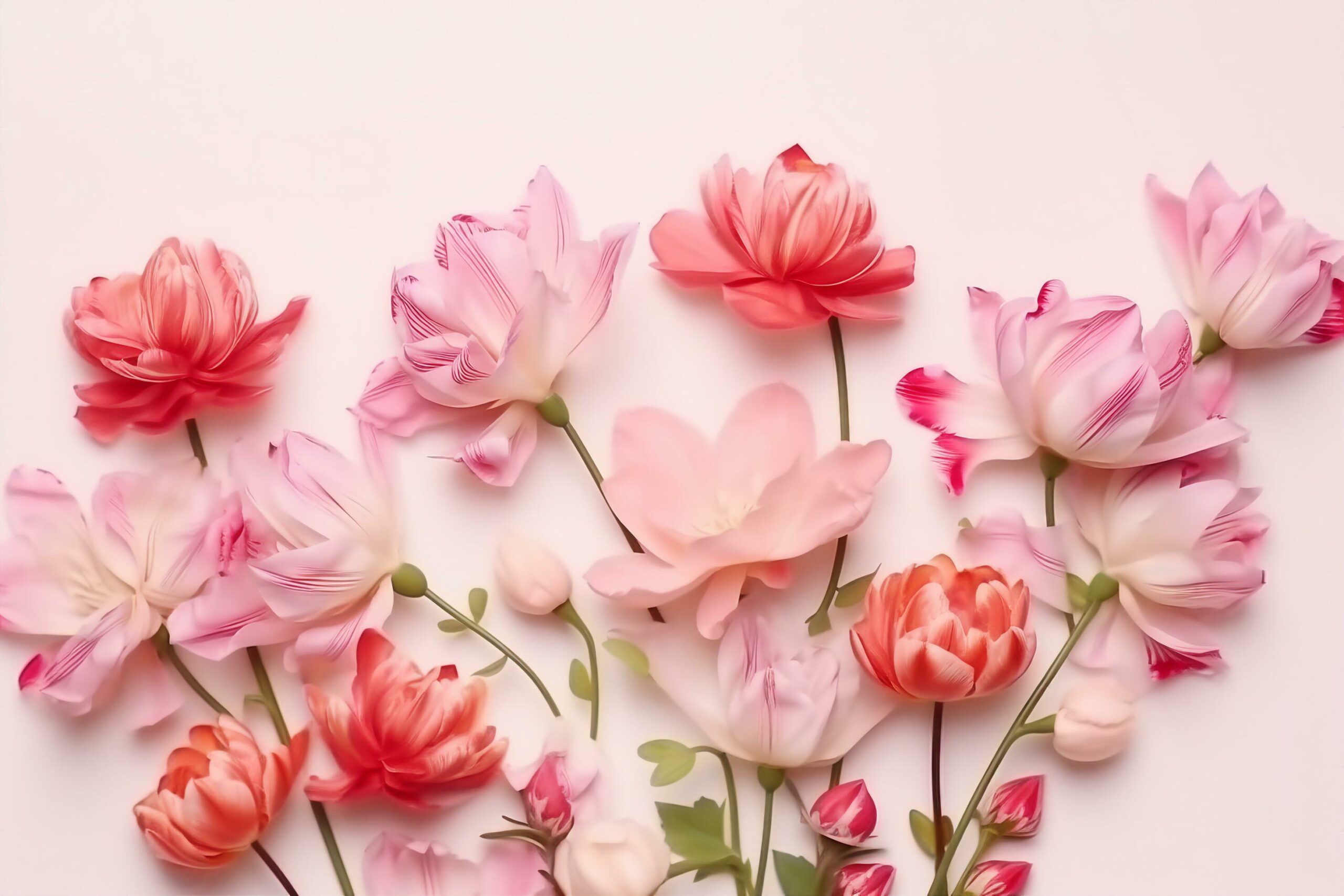 Ai-generated-beautiful-spring-flowers-on-white-background-generative-ai-free-photo